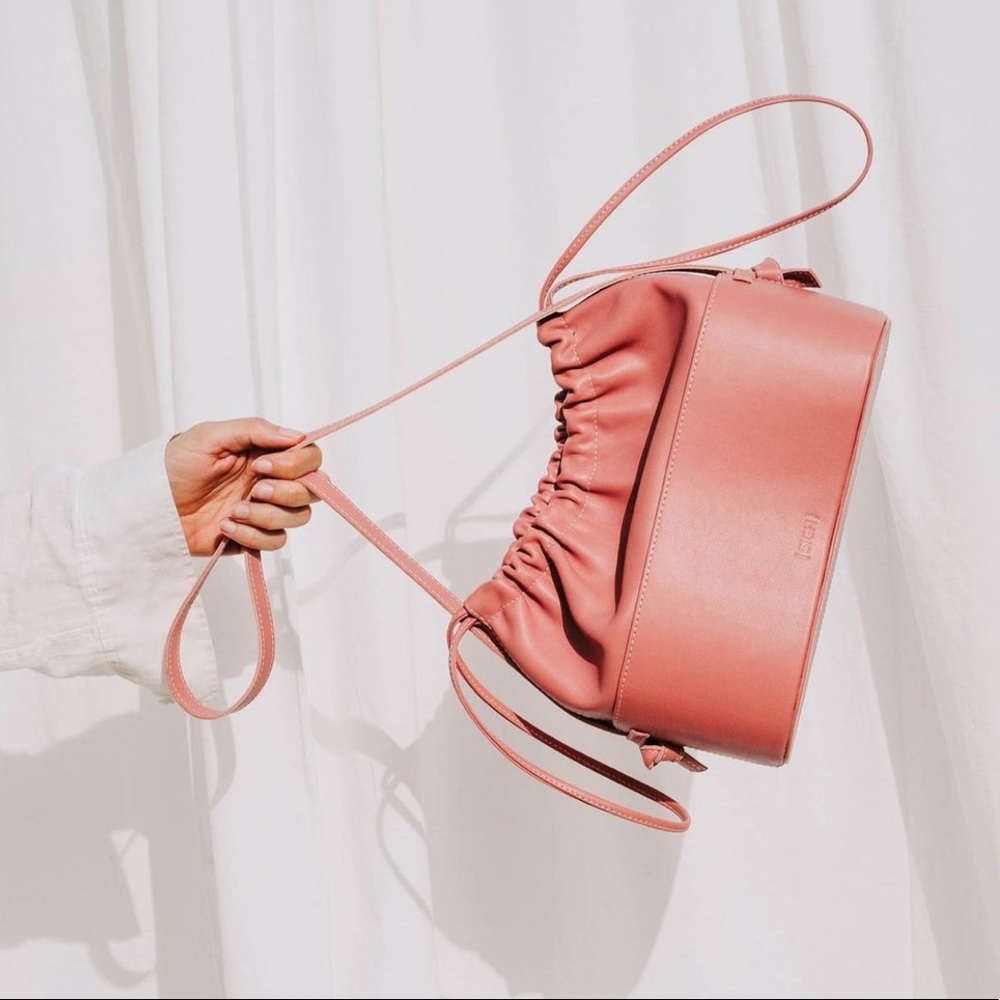 Sigh Handbag in Pink with White Stitching